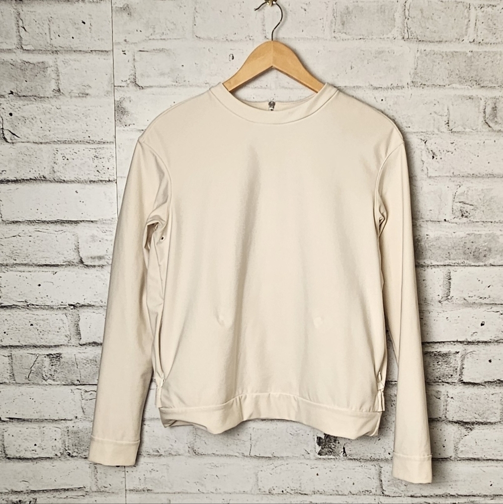 Lululemon Cream Half Zip Pullover Long Sleeve Athletic Top Size 6
